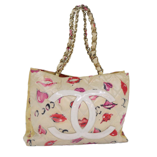 CHANEL Lip Tote Bag Enamel White Red CC 87655A