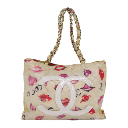 CHANEL Lip Tote Bag Enamel White Red CC 87655A