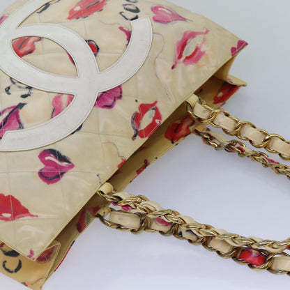 CHANEL Lip Tote Bag Enamel White Red CC 87655A