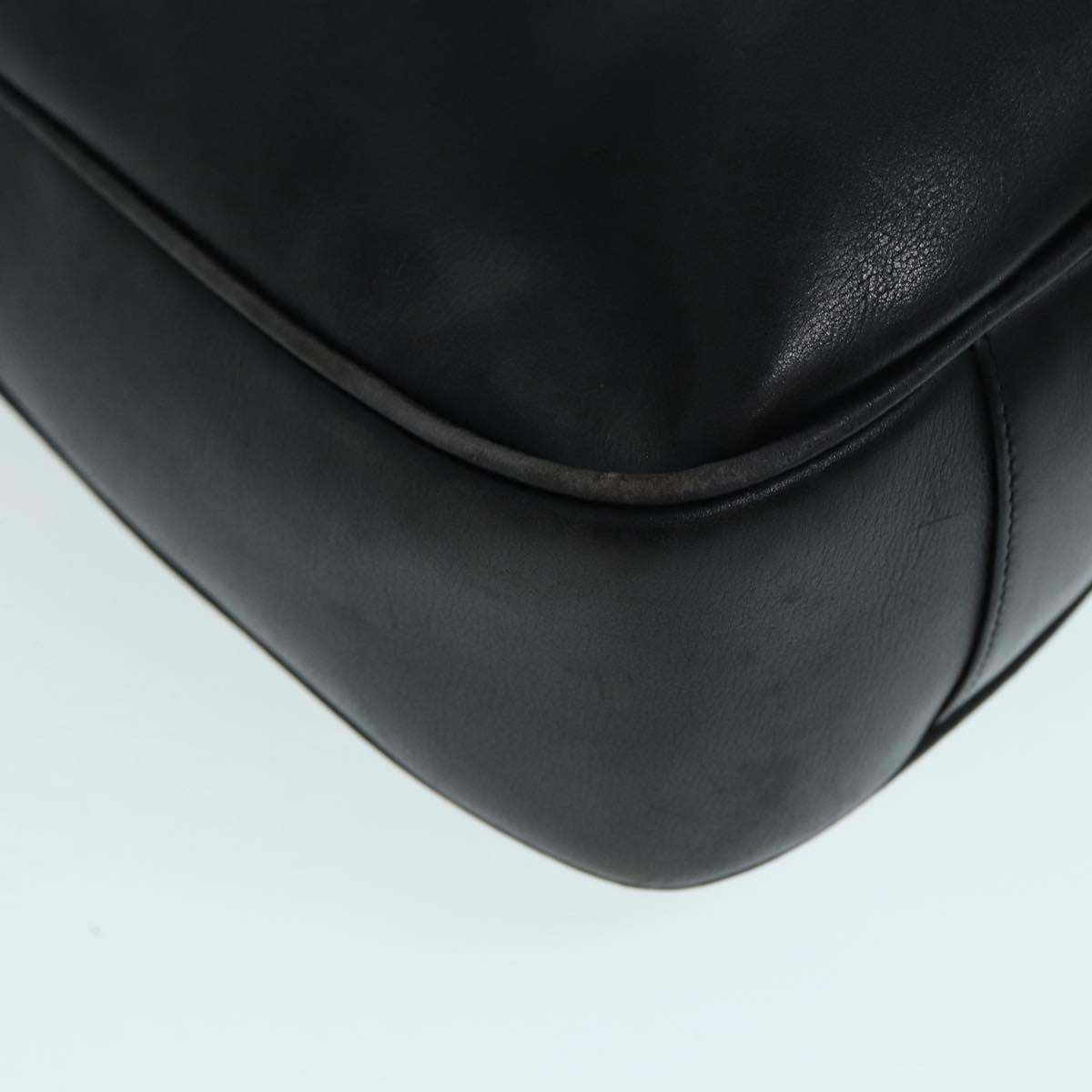 GUCCI Bamboo Shoulder Bag Leather 2way Black Silver 0011577  87779