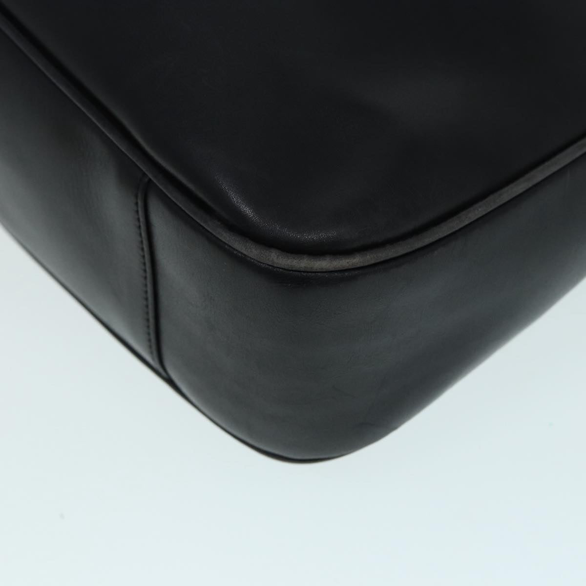 GUCCI Bamboo Shoulder Bag Leather 2way Black Silver 0011577  87779