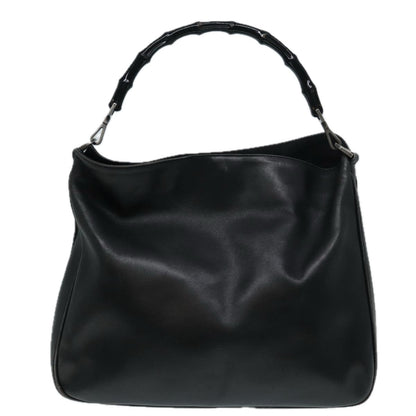 GUCCI Bamboo Shoulder Bag Leather 2way Black Silver 0011577  87779