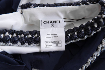 Chanel Navy & White Folded Detail Dress SZ 36