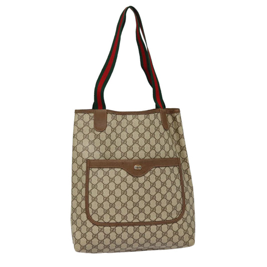 GUCCI GG Supreme Web Sherry Line Tote Bag PVC Beige Red 39 02 003  88151