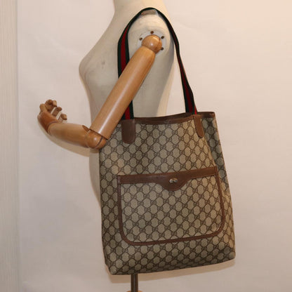 GUCCI GG Supreme Web Sherry Line Tote Bag PVC Beige Red 39 02 003  88151