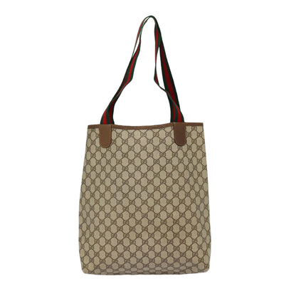 GUCCI GG Supreme Web Sherry Line Tote Bag PVC Beige Red 39 02 003  88151