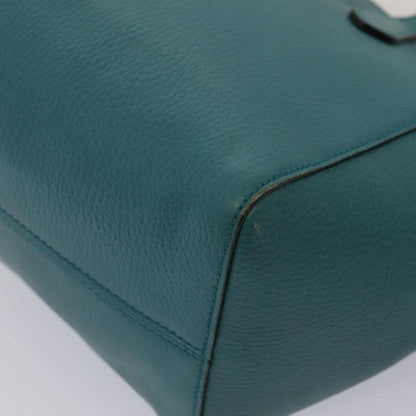 GUCCI Tote Bag Leather Turquoise Blue Gold 354408  88161
