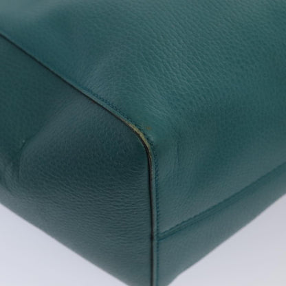 GUCCI Tote Bag Leather Turquoise Blue Gold 354408  88161