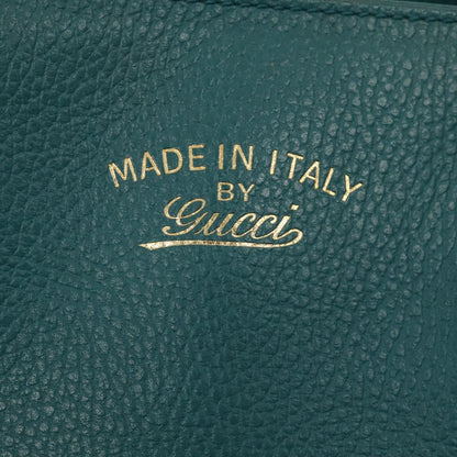 GUCCI Tote Bag Leather Turquoise Blue Gold 354408  88161