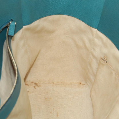 GUCCI Tote Bag Leather Turquoise Blue Gold 354408  88161