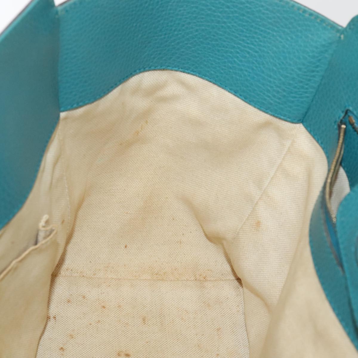 GUCCI Tote Bag Leather Turquoise Blue Gold 354408  88161