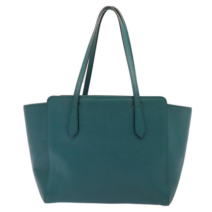 GUCCI Tote Bag Leather Turquoise Blue Gold 354408  88161