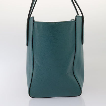 GUCCI Tote Bag Leather Turquoise Blue Gold 354408  88161