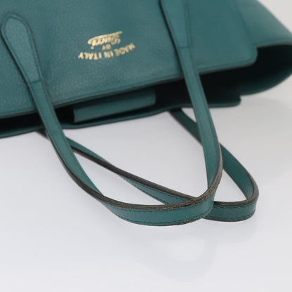 GUCCI Tote Bag Leather Turquoise Blue Gold 354408  88161