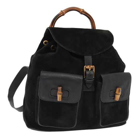 GUCCI Bamboo Backpack Suede Black Gold 003 58 0016  88180