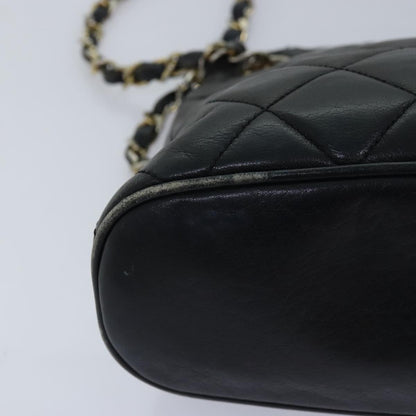 CHANEL Matelasse Chain Shoulder Bag Leather Gold Black CC 88263