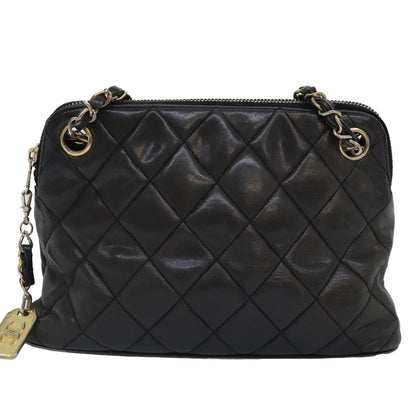 CHANEL Matelasse Chain Shoulder Bag Leather Gold Black CC 88263