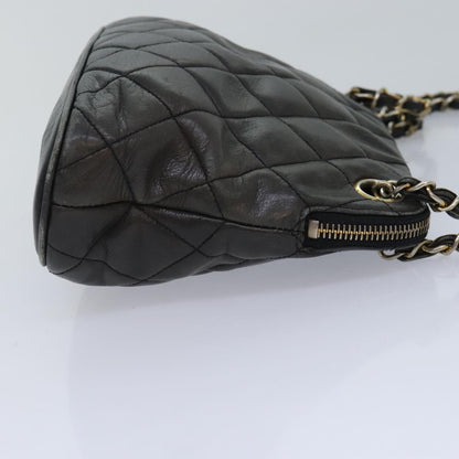 CHANEL Matelasse Chain Shoulder Bag Leather Gold Black CC 88263