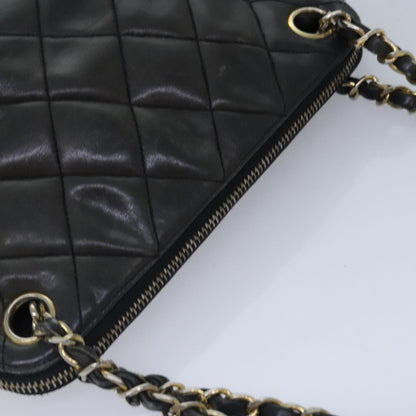 CHANEL Matelasse Chain Shoulder Bag Leather Gold Black CC 88263