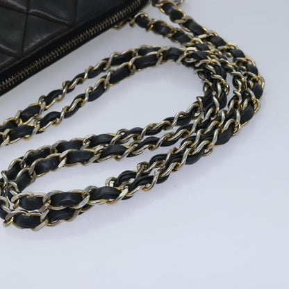 CHANEL Matelasse Chain Shoulder Bag Leather Gold Black CC 88263