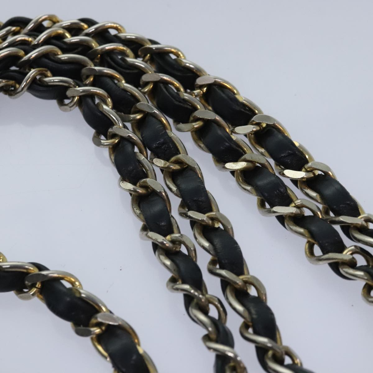 CHANEL Matelasse Chain Shoulder Bag Leather Gold Black CC 88263