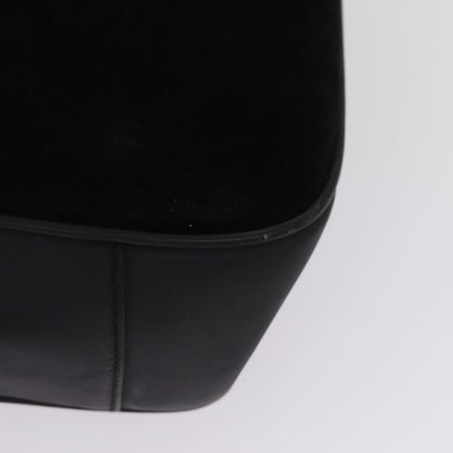 GUCCI Bamboo Hand Bag Suede 2way Black Gold 001 1014 1577 0  88406