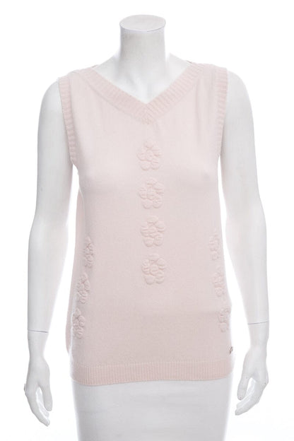 Chanel Pink Knit Sweater Vest SZ 38