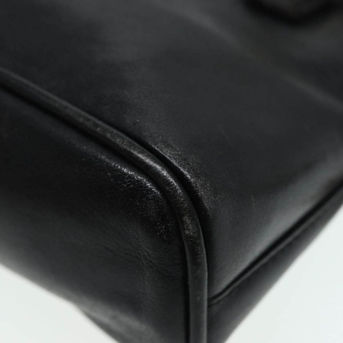 GUCCI Bamboo Hand Bag Leather 2way Black Gold 007 2032 0231  88410
