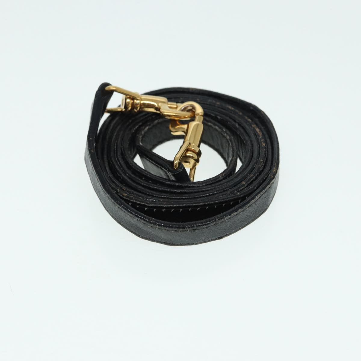 GUCCI Bamboo Hand Bag Leather 2way Black Gold 007 2032 0231  88410