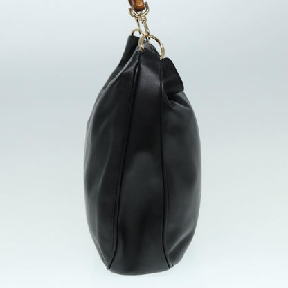 GUCCI Bamboo Hand Bag Leather 2way Black Gold 001 2058 1577 0  88416