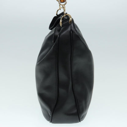 GUCCI Bamboo Hand Bag Leather 2way Black Gold 001 2058 1577 0  88416