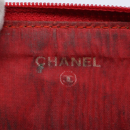 CHANEL COCO Mark Coin Purse Caviar Skin Gold Red CC 88633