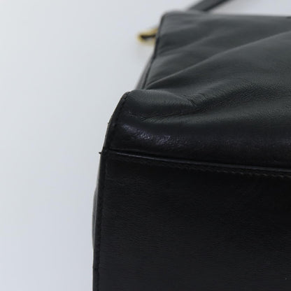 CHANEL Chain Shoulder Bag Leather Black Gold CC 88658A
