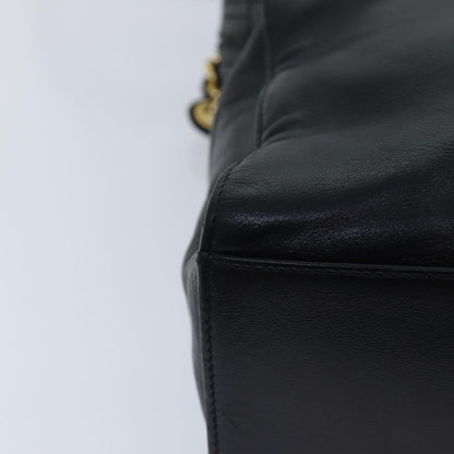 CHANEL Chain Shoulder Bag Leather Black Gold CC 88658A