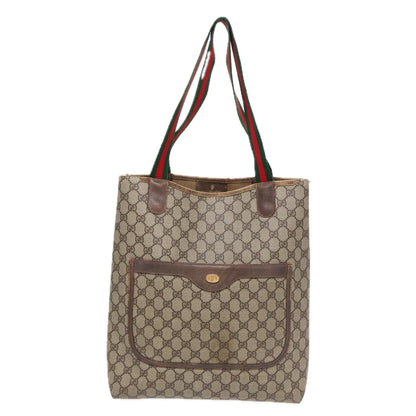 GUCCI GG Supreme Web Sherry Line Tote Bag PVC Beige Gold 39 02 003  88693