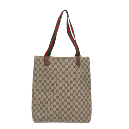 GUCCI GG Supreme Web Sherry Line Tote Bag PVC Beige Gold 39 02 003  88693