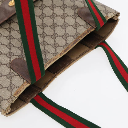 GUCCI GG Supreme Web Sherry Line Tote Bag PVC Beige Gold 39 02 003  88693