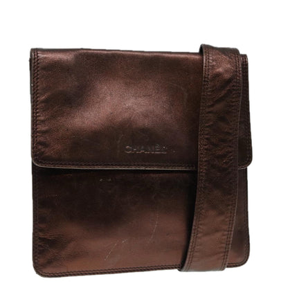 CHANEL Shoulder Bag Leather Bronze Gold CC 88737