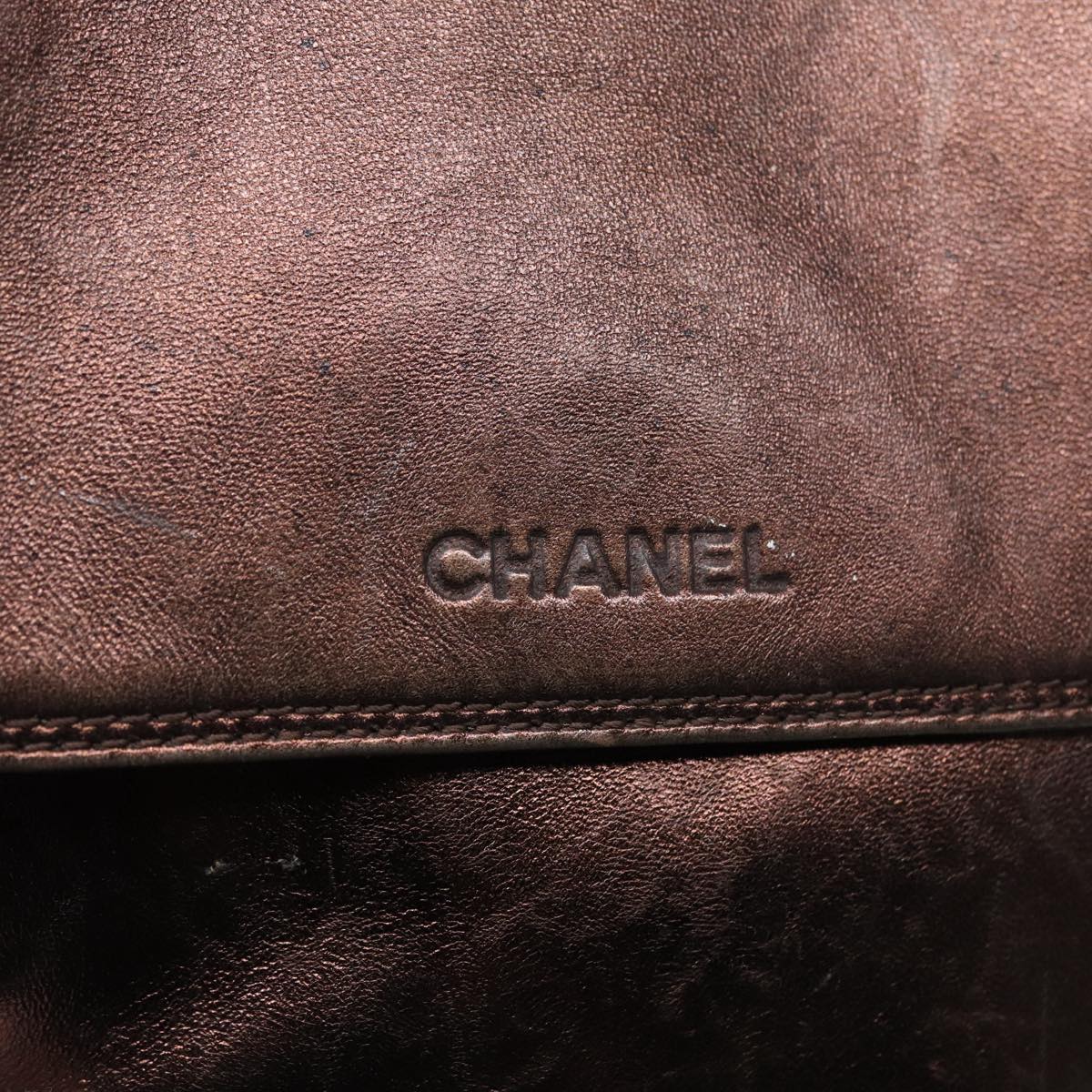 CHANEL Shoulder Bag Leather Bronze Gold CC 88737
