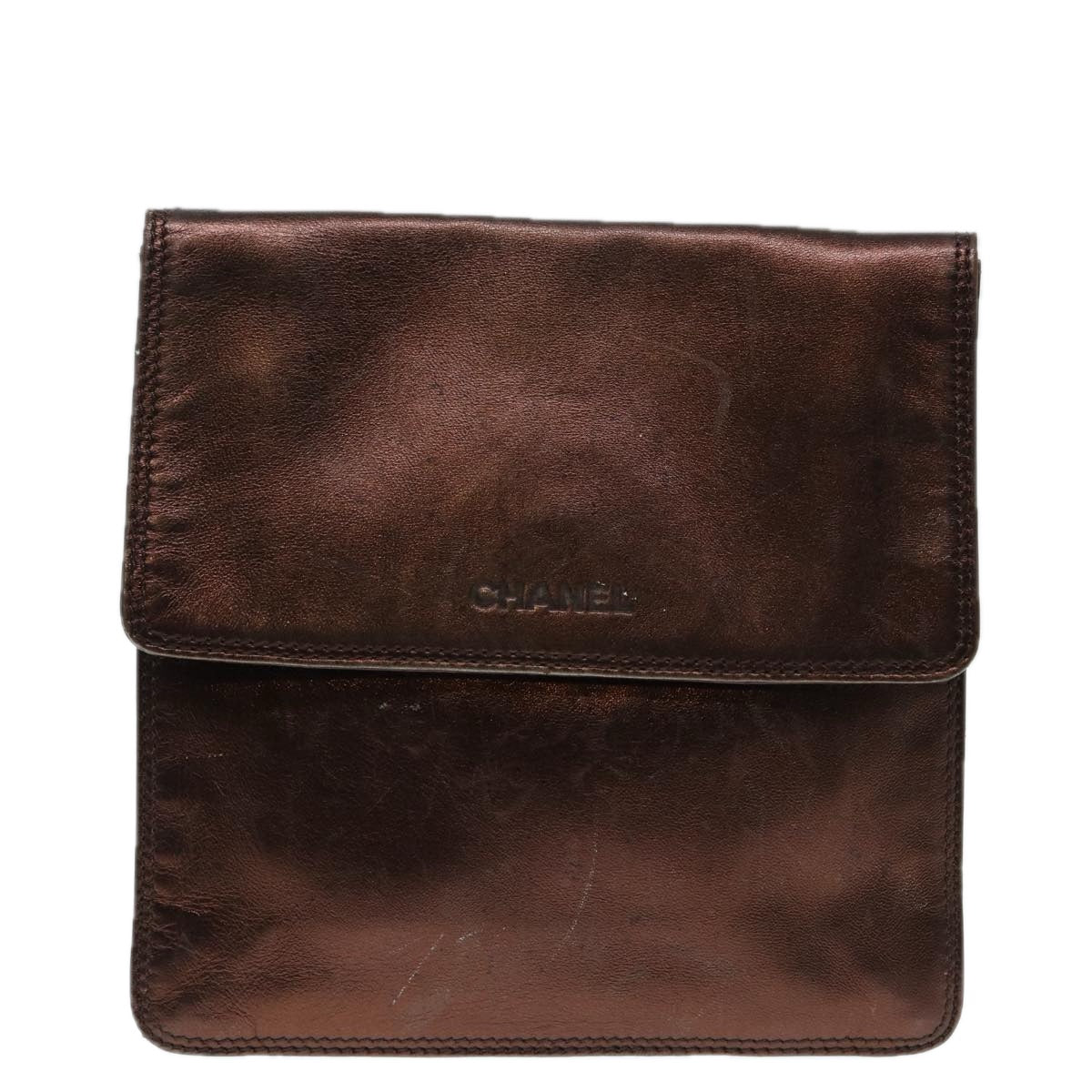 CHANEL Shoulder Bag Leather Bronze Gold CC 88737