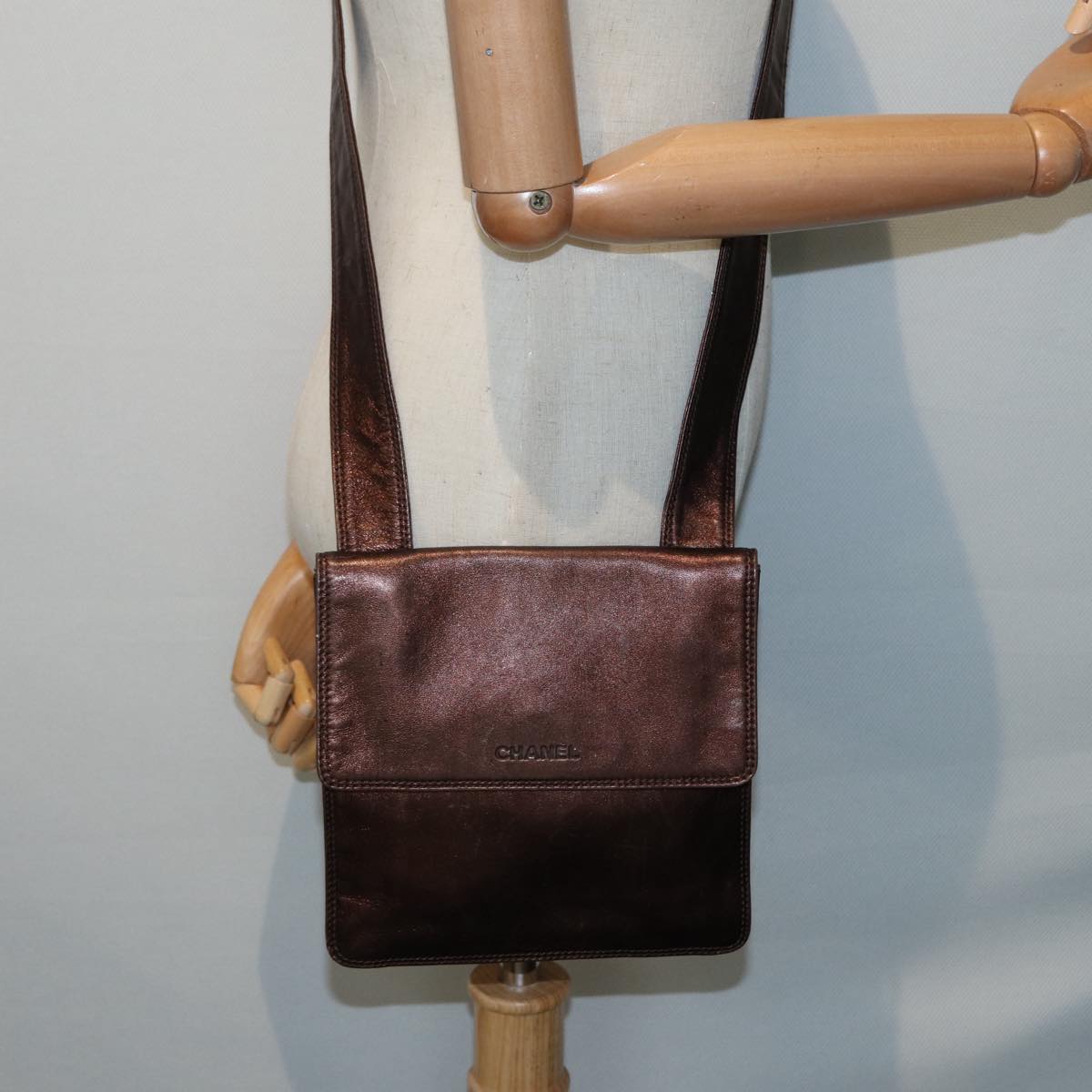 CHANEL Shoulder Bag Leather Bronze Gold CC 88737