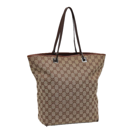 GUCCI GG Canvas Tote Bag Beige Silver 31243  88782