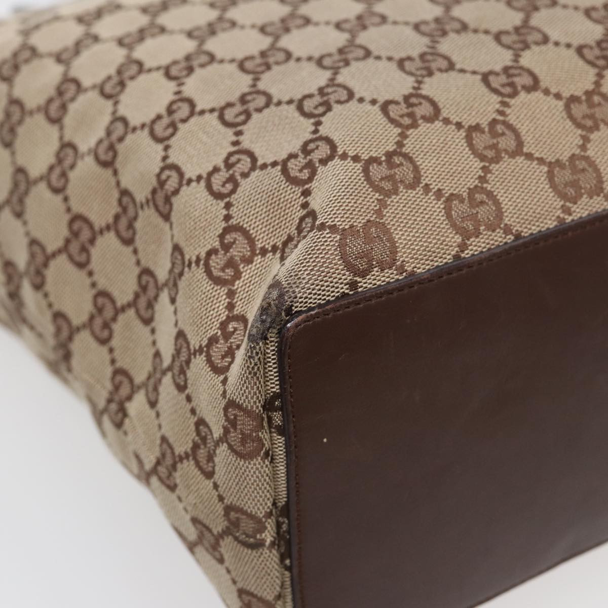 GUCCI GG Canvas Tote Bag Beige Silver 31243  88782