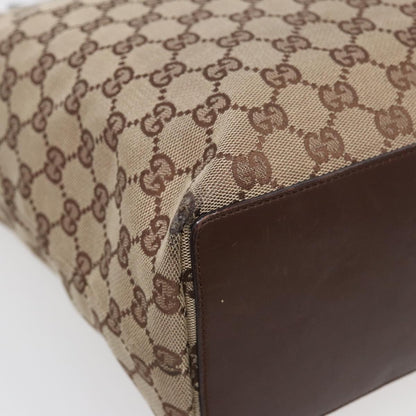 GUCCI GG Canvas Tote Bag Beige Silver 31243  88782