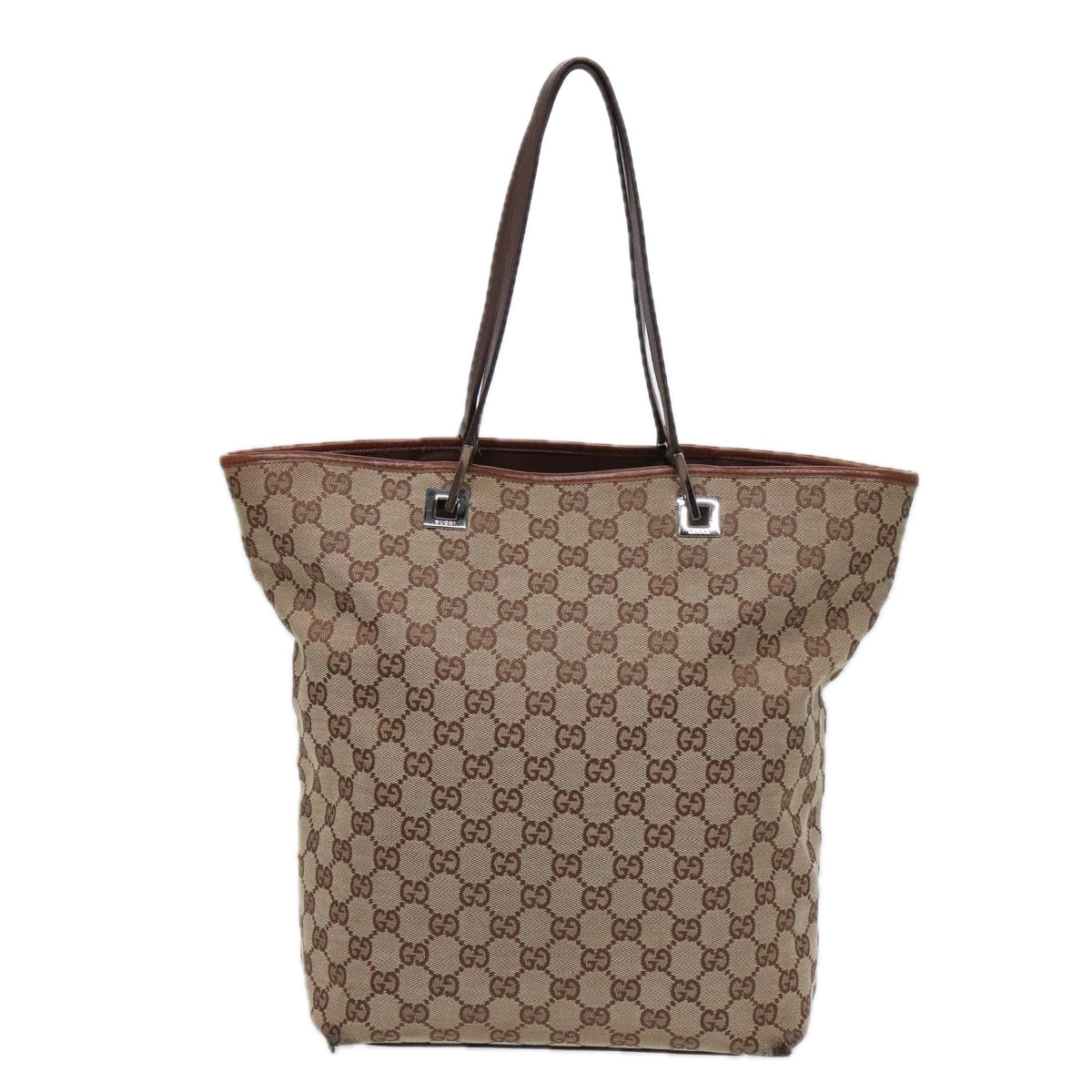 GUCCI GG Canvas Tote Bag Beige Silver 31243  88782