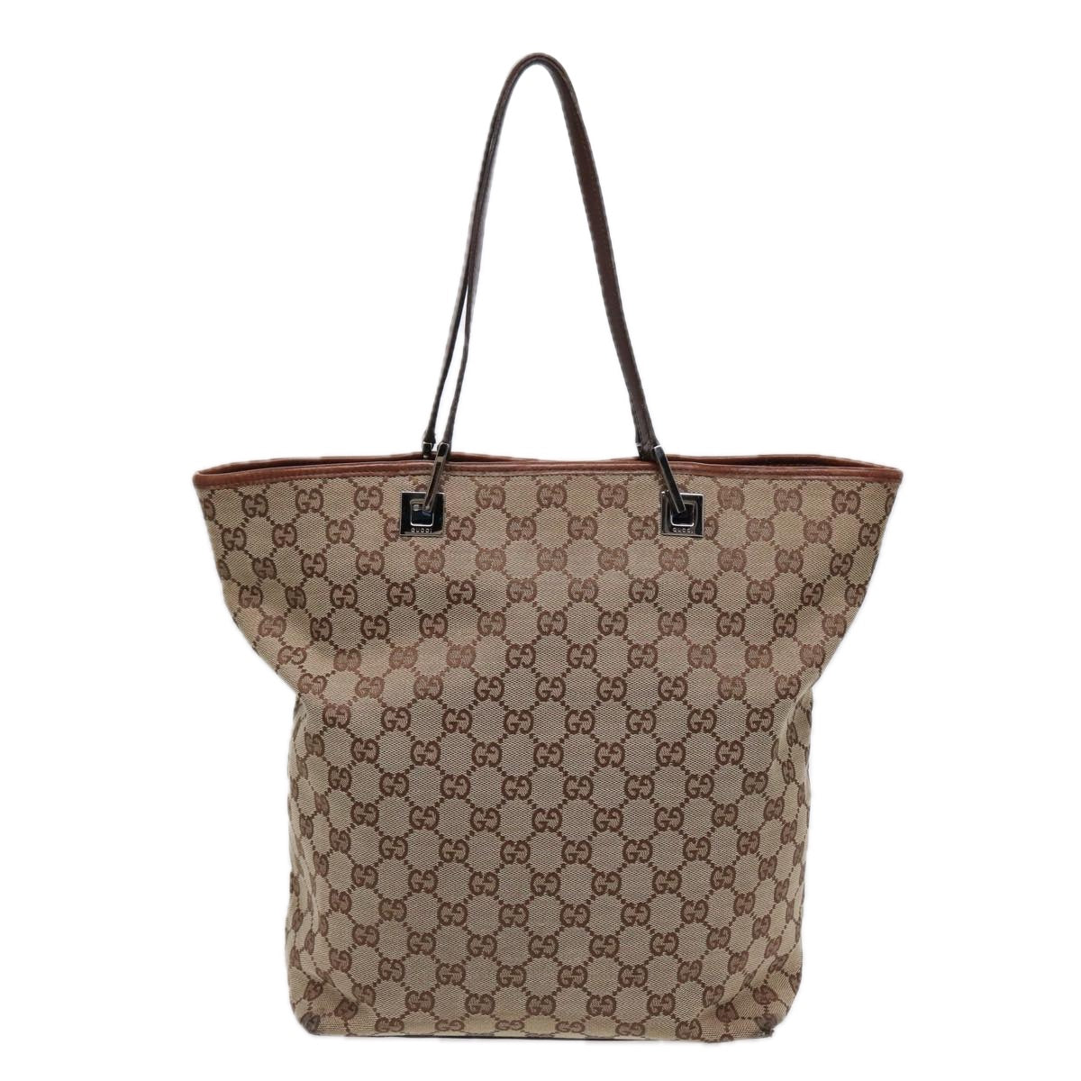 GUCCI GG Canvas Tote Bag Beige Silver 31243  88782
