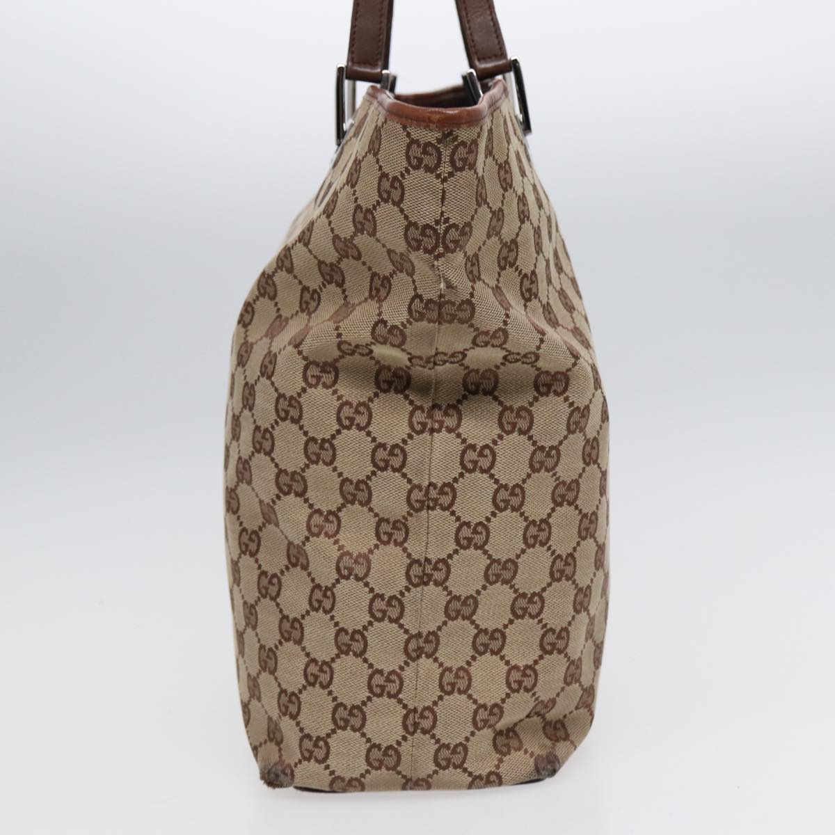 GUCCI GG Canvas Tote Bag Beige Silver 31243  88782