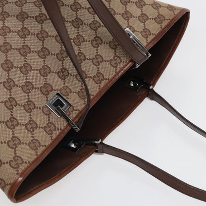 GUCCI GG Canvas Tote Bag Beige Silver 31243  88782