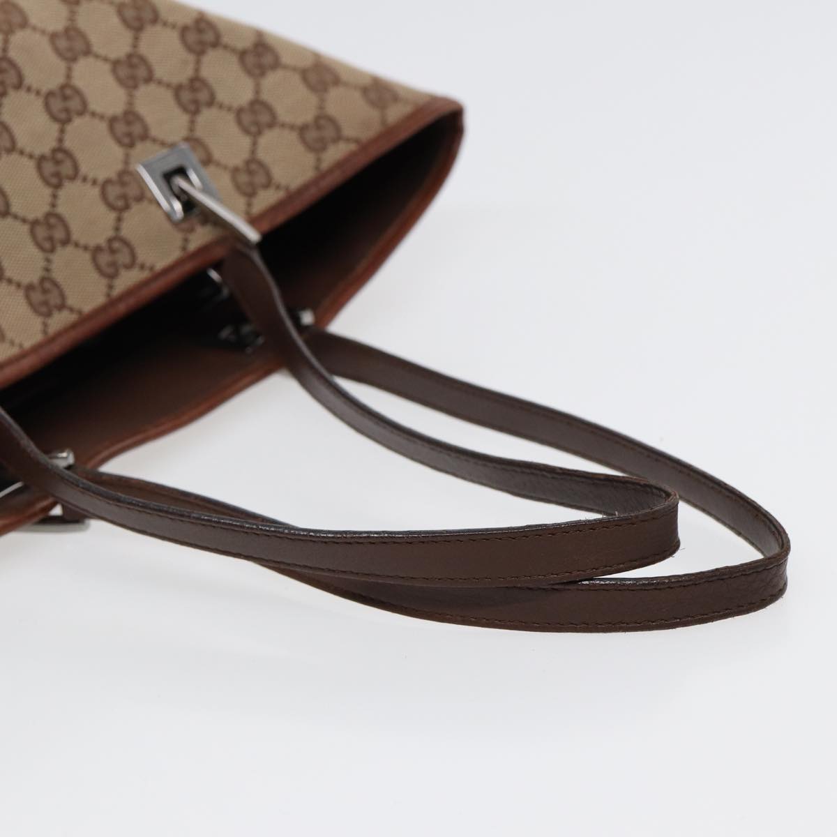 GUCCI GG Canvas Tote Bag Beige Silver 31243  88782