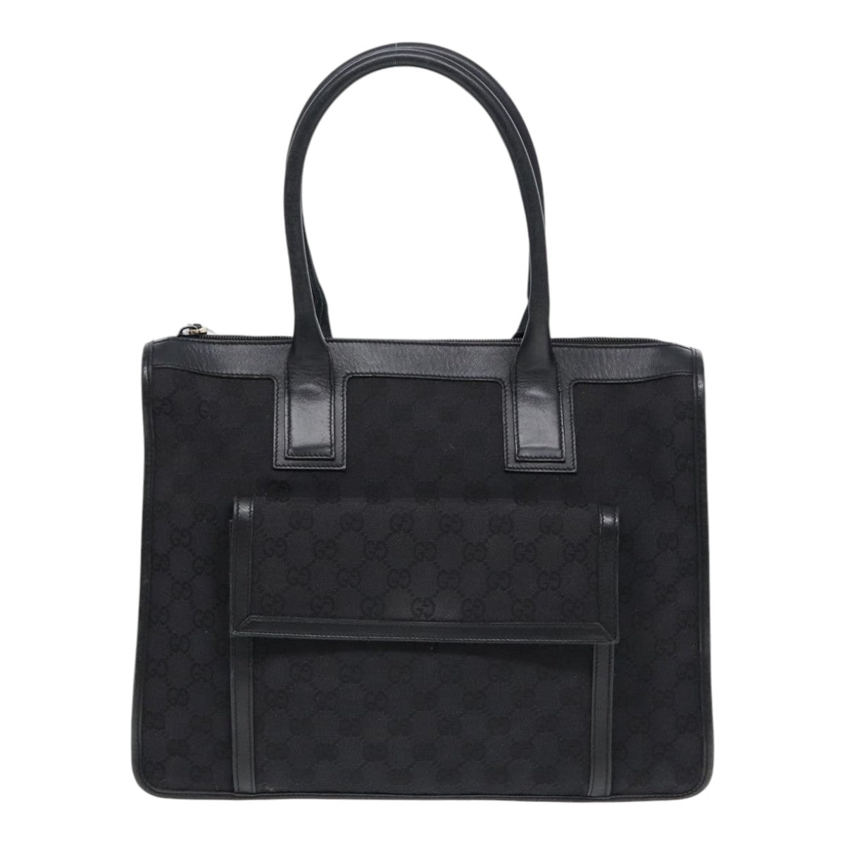 GUCCI GG Canvas Tote Bag Black Gold  88788